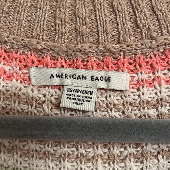 American Eagle Brown Green Multi-color Striped Cotton-Blend Sweater Size XS - Picture 6 of 8